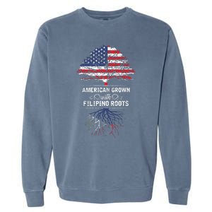 American Grown With Filipino Roots Usa Tree Philippines Garment-Dyed Sweatshirt