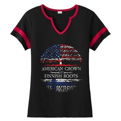 American Grown With Finnish Roots Finland Ladies Halftime Notch Neck Tee