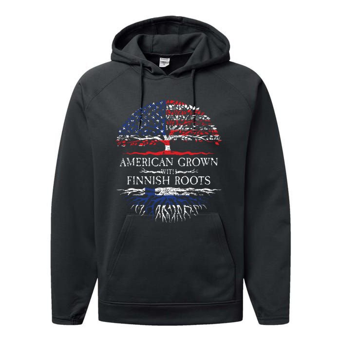 American Grown With Finnish Roots Finland Performance Fleece Hoodie