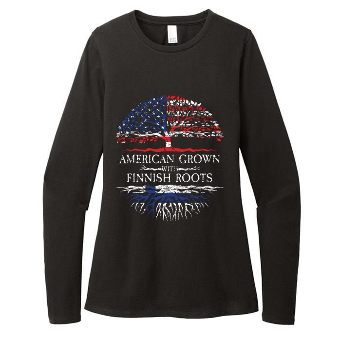 American Grown With Finnish Roots Finland Womens CVC Long Sleeve Shirt