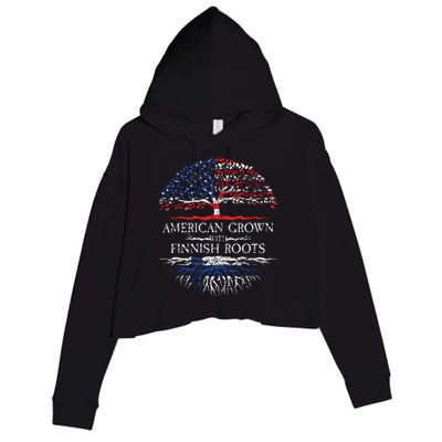 American Grown With Finnish Roots Finland Crop Fleece Hoodie