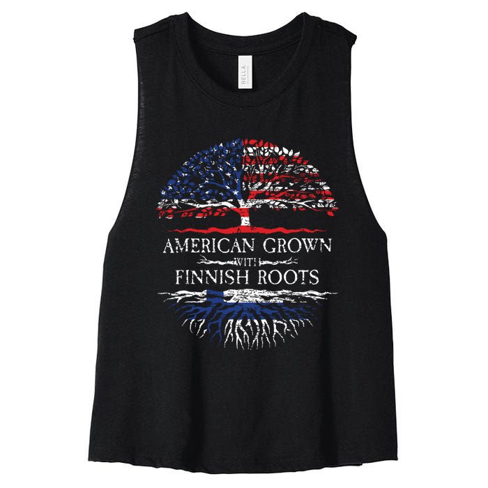 American Grown With Finnish Roots Finland Women's Racerback Cropped Tank