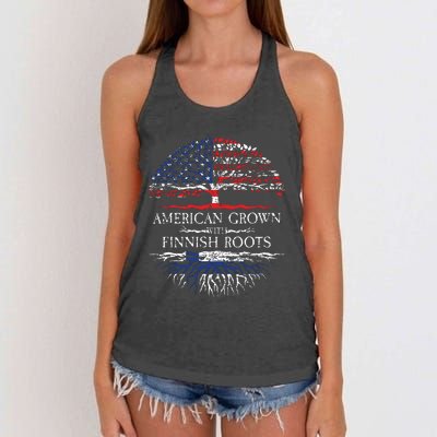 American Grown With Finnish Roots Finland Women's Knotted Racerback Tank