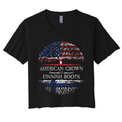 American Grown With Finnish Roots Finland Women's Crop Top Tee