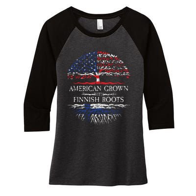 American Grown With Finnish Roots Finland Women's Tri-Blend 3/4-Sleeve Raglan Shirt