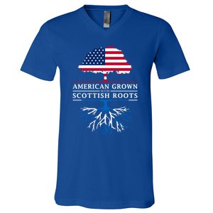 American Grown With Scottish Roots Meaningful Gift Scotland Funny Gift V-Neck T-Shirt