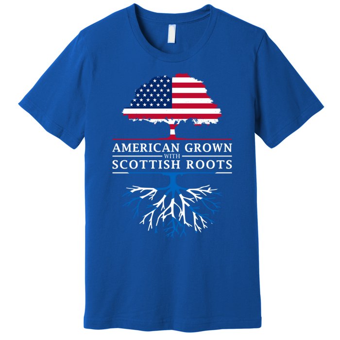 American Grown With Scottish Roots Meaningful Gift Scotland Funny Gift Premium T-Shirt