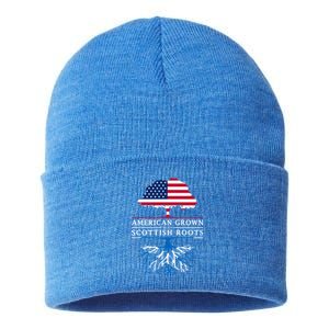 American Grown With Scottish Roots Meaningful Gift Scotland Funny Gift Sustainable Knit Beanie