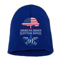 American Grown With Scottish Roots Meaningful Gift Scotland Funny Gift Short Acrylic Beanie