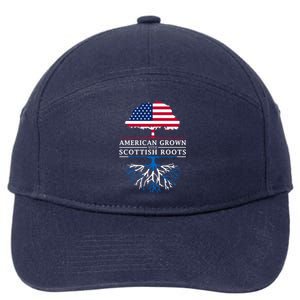 American Grown With Scottish Roots Meaningful Gift Scotland Funny Gift 7-Panel Snapback Hat