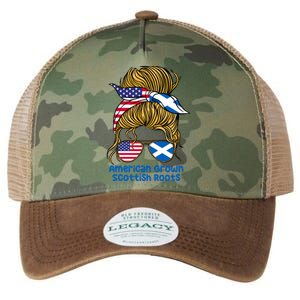 American Grown With Scottish Roots Messy Bun Gift Legacy Tie Dye Trucker Hat