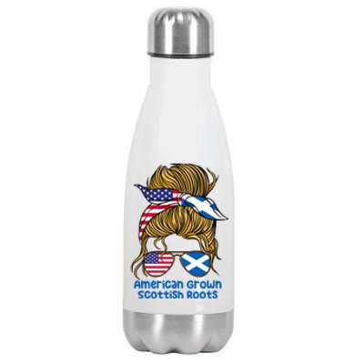 American Grown With Scottish Roots Messy Bun Gift Stainless Steel Insulated Water Bottle