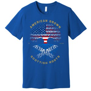 American Grown With Scottish Roots Tree Usa Flag Funny Gift Idea Cute Gift Premium T-Shirt