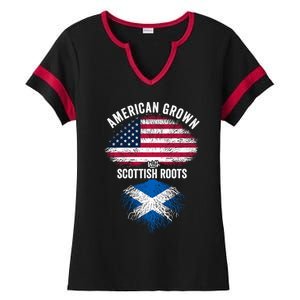 American Grown With Scottish Roots Usa Scotland Flag Cool Gift Ladies Halftime Notch Neck Tee