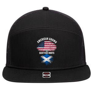 American Grown With Scottish Roots Usa Scotland Flag Cool Gift 7 Panel Mesh Trucker Snapback Hat