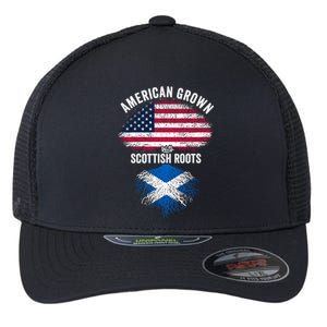 American Grown With Scottish Roots Usa Scotland Flag Cool Gift Flexfit Unipanel Trucker Cap