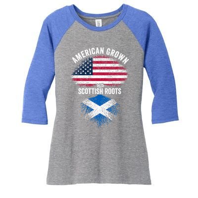 American Grown With Scottish Roots Usa Scotland Flag Cool Gift Women's Tri-Blend 3/4-Sleeve Raglan Shirt