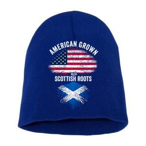 American Grown With Scottish Roots Usa Scotland Flag Cool Gift Short Acrylic Beanie