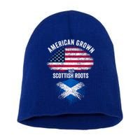 American Grown With Scottish Roots Usa Scotland Flag Cool Gift Short Acrylic Beanie