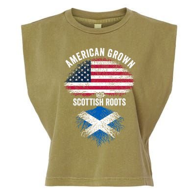 American Grown With Scottish Roots Usa Scotland Flag Cool Gift Garment-Dyed Women's Muscle Tee