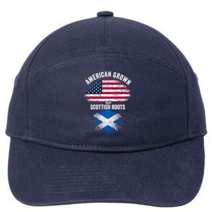 American Grown With Scottish Roots Usa Scotland Flag Cool Gift 7-Panel Snapback Hat