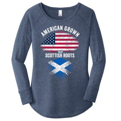 American Grown With Scottish Roots Usa Scotland Flag Cool Gift Women's Perfect Tri Tunic Long Sleeve Shirt