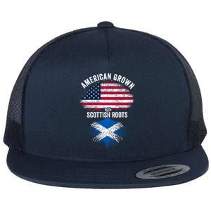 American Grown With Scottish Roots Usa Scotland Flag Cool Gift Flat Bill Trucker Hat