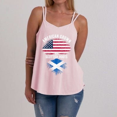 American Grown With Scottish Roots Usa Scotland Flag Cool Gift Women's Strappy Tank