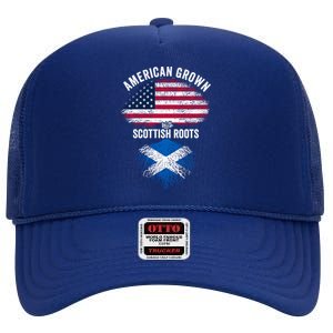 American Grown With Scottish Roots Usa Scotland Flag Cool Gift High Crown Mesh Back Trucker Hat