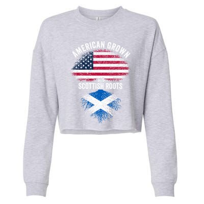 American Grown With Scottish Roots Usa Scotland Flag Cool Gift Cropped Pullover Crew