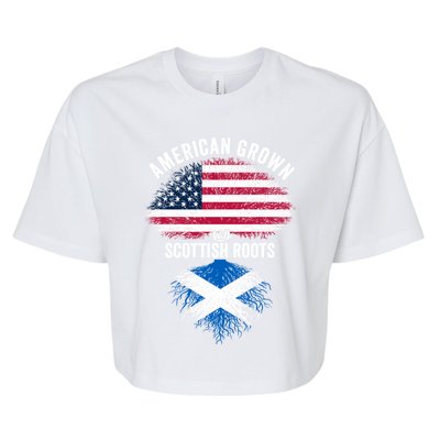 American Grown With Scottish Roots Usa Scotland Flag Cool Gift Bella+Canvas Jersey Crop Tee