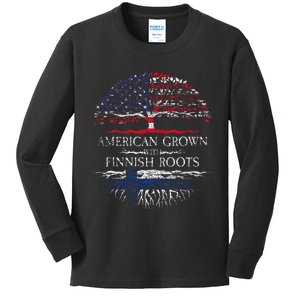 American Grown With Finnish Roots Finland Kids Long Sleeve Shirt