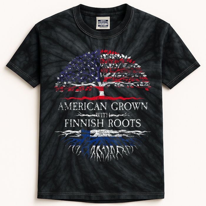 American Grown With Finnish Roots Finland Kids Tie-Dye T-Shirt