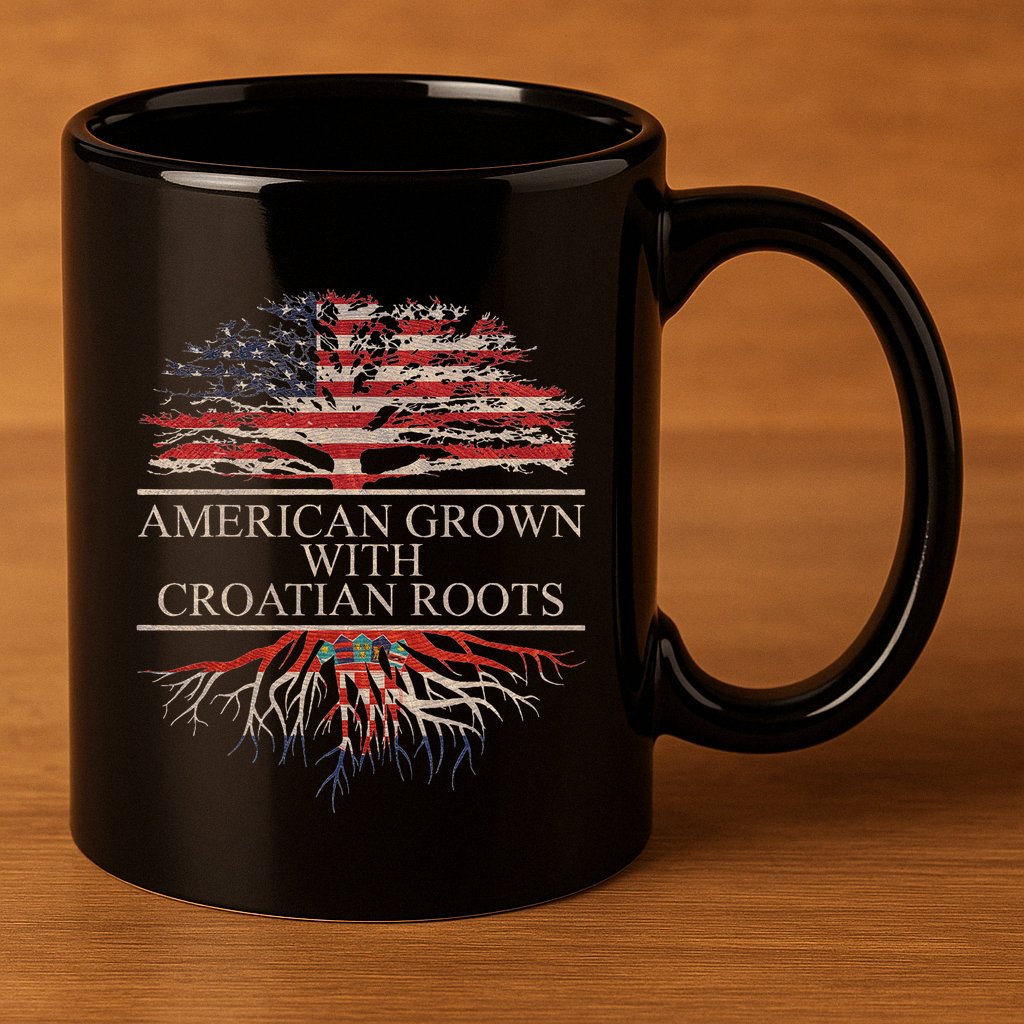 American Grown With Croatian Roots 11oz C Handle Ceramic Mug