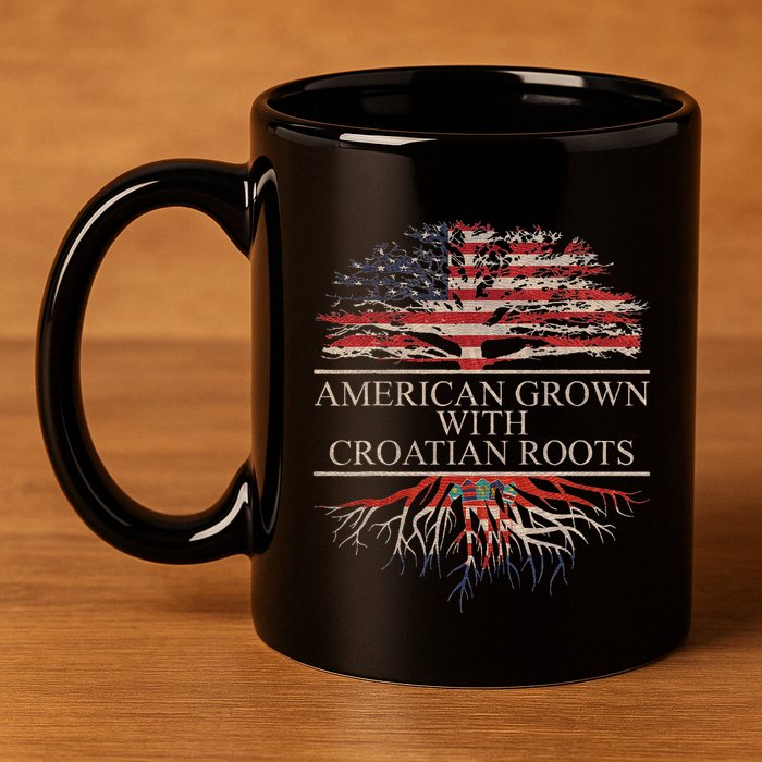 American Grown With Croatian Roots 11oz C Handle Ceramic Mug