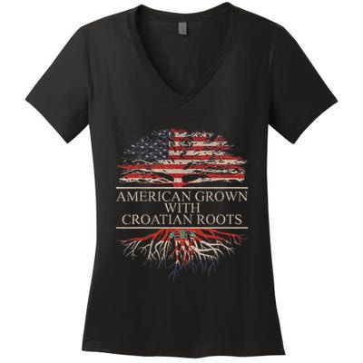 American Grown With Croatian Roots Women's V-Neck T-Shirt