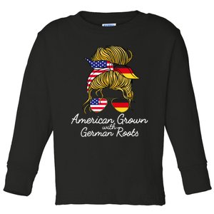 American Grown With German Roots Germany And USA Flag Toddler Long Sleeve Shirt