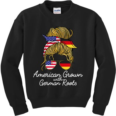 American Grown With German Roots Germany And USA Flag Kids Sweatshirt