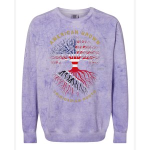 American Grown With Trinidadian Roots Tree Usa Flag Gifts Colorblast Crewneck Sweatshirt