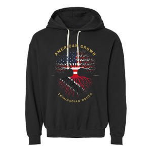 American Grown With Trinidadian Roots Tree Usa Flag Gifts Garment-Dyed Fleece Hoodie