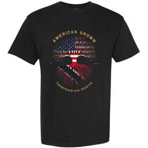 American Grown With Trinidadian Roots Tree Usa Flag Gifts Garment-Dyed Heavyweight T-Shirt