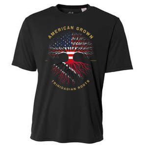 American Grown With Trinidadian Roots Tree Usa Flag Gifts Cooling Performance Crew T-Shirt