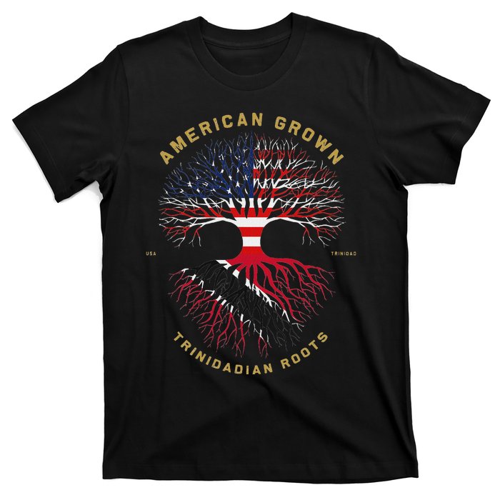 American Grown With Trinidadian Roots Tree Usa Flag Gifts T-Shirt