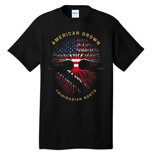 American Grown With Trinidadian Roots Tree Usa Flag Gifts Tall T-Shirt