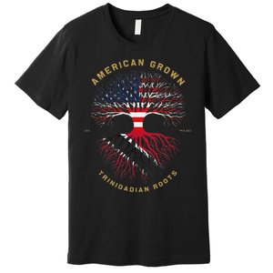 American Grown With Trinidadian Roots Tree Usa Flag Gifts Premium T-Shirt