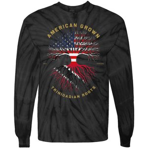 American Grown With Trinidadian Roots Tree Usa Flag Gifts Tie-Dye Long Sleeve Shirt