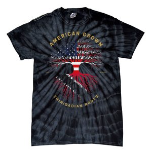 American Grown With Trinidadian Roots Tree Usa Flag Gifts Tie-Dye T-Shirt