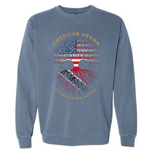 American Grown With Trinidadian Roots Tree Usa Flag Gifts Garment-Dyed Sweatshirt