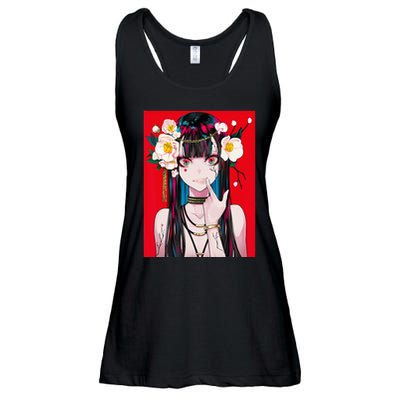 Anime Girl Waifu Japanese Aesthetic Kawaii Otaku Weeb Ladies Essential Flowy Tank