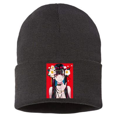 Anime Girl Waifu Japanese Aesthetic Kawaii Otaku Weeb Sustainable Knit Beanie